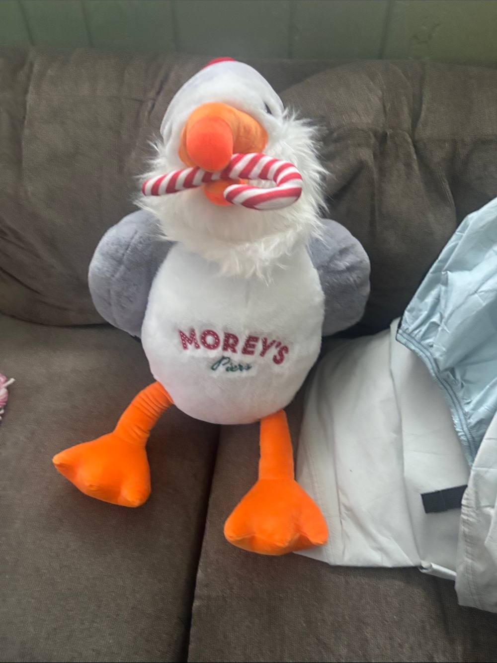 Jumbo Fiesta Morey's Pier Plush Santa Sunny Seagull with Candy Cane